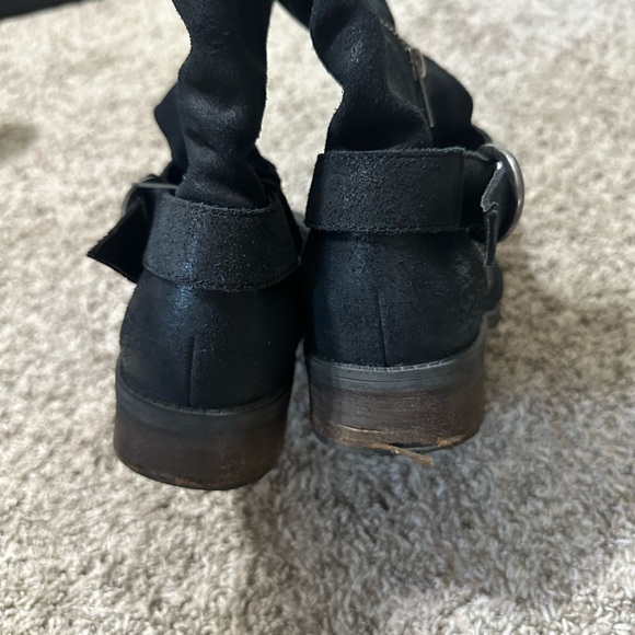 Ugg Silva Black Leather Zip Moto Snake Gusset Harness Boot - Picture 8 of 8